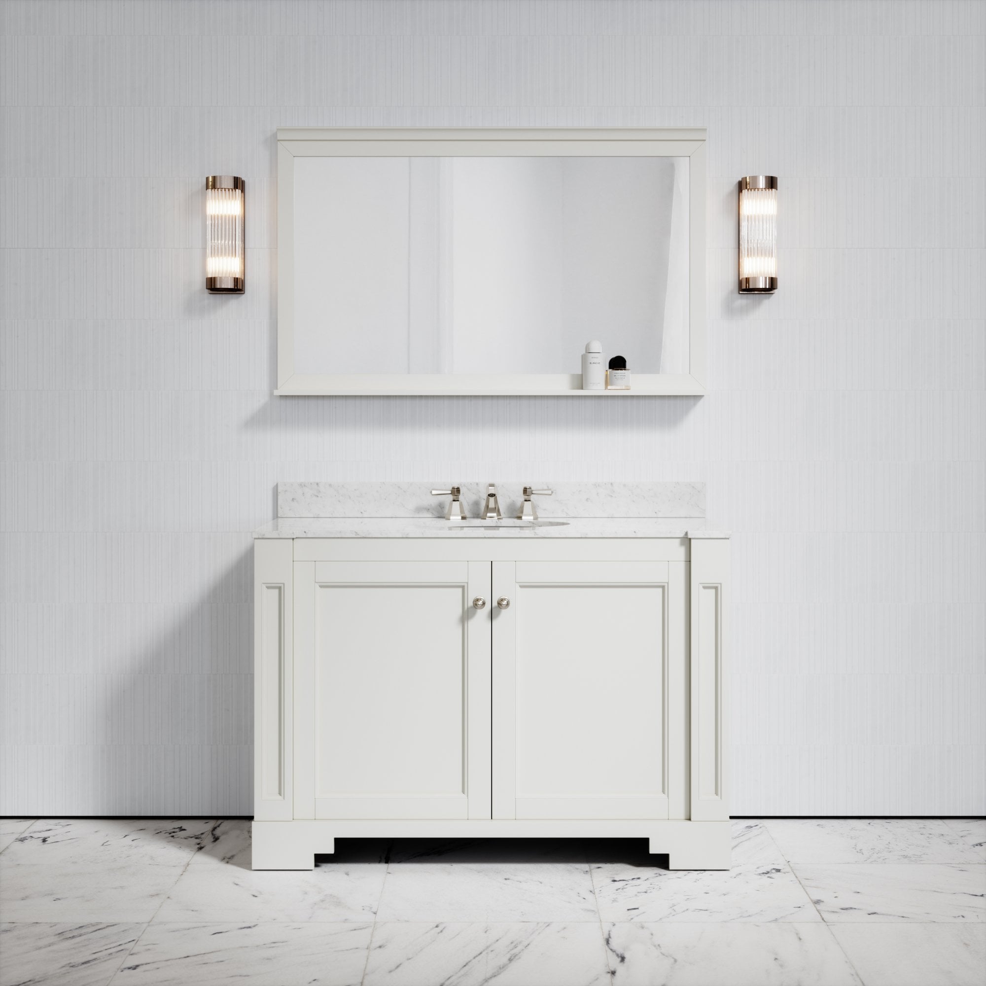 Eaton Carrara Marble Floorstanding Vanity Unit Matte Cream 1200 mm LUSSO