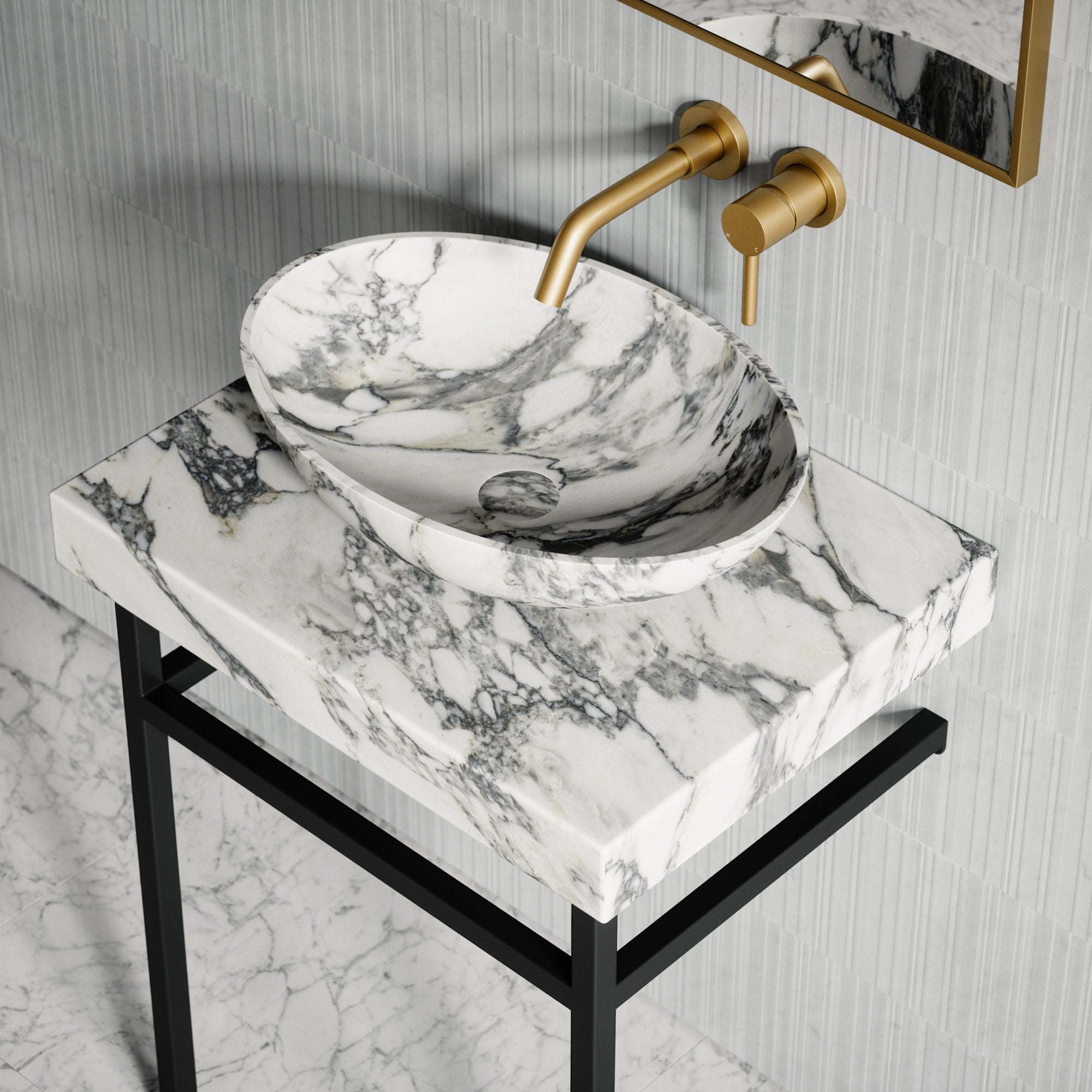 Arabescato Marble Elegance Countertop Basin 500 mm LUSSO