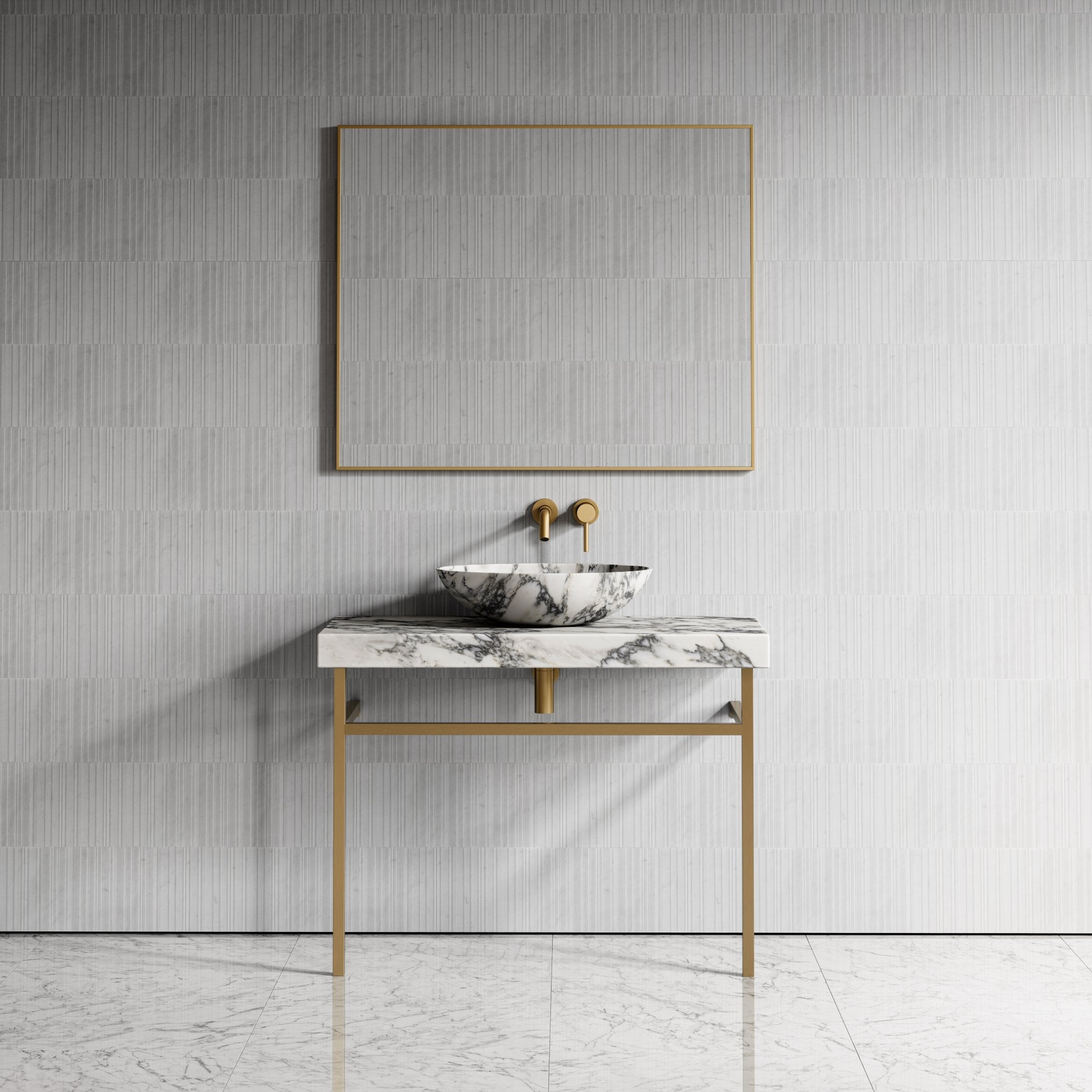 Lomazzo Gold Countertop Vanity Unit Arabescato Marble 1000 mm LUSSO