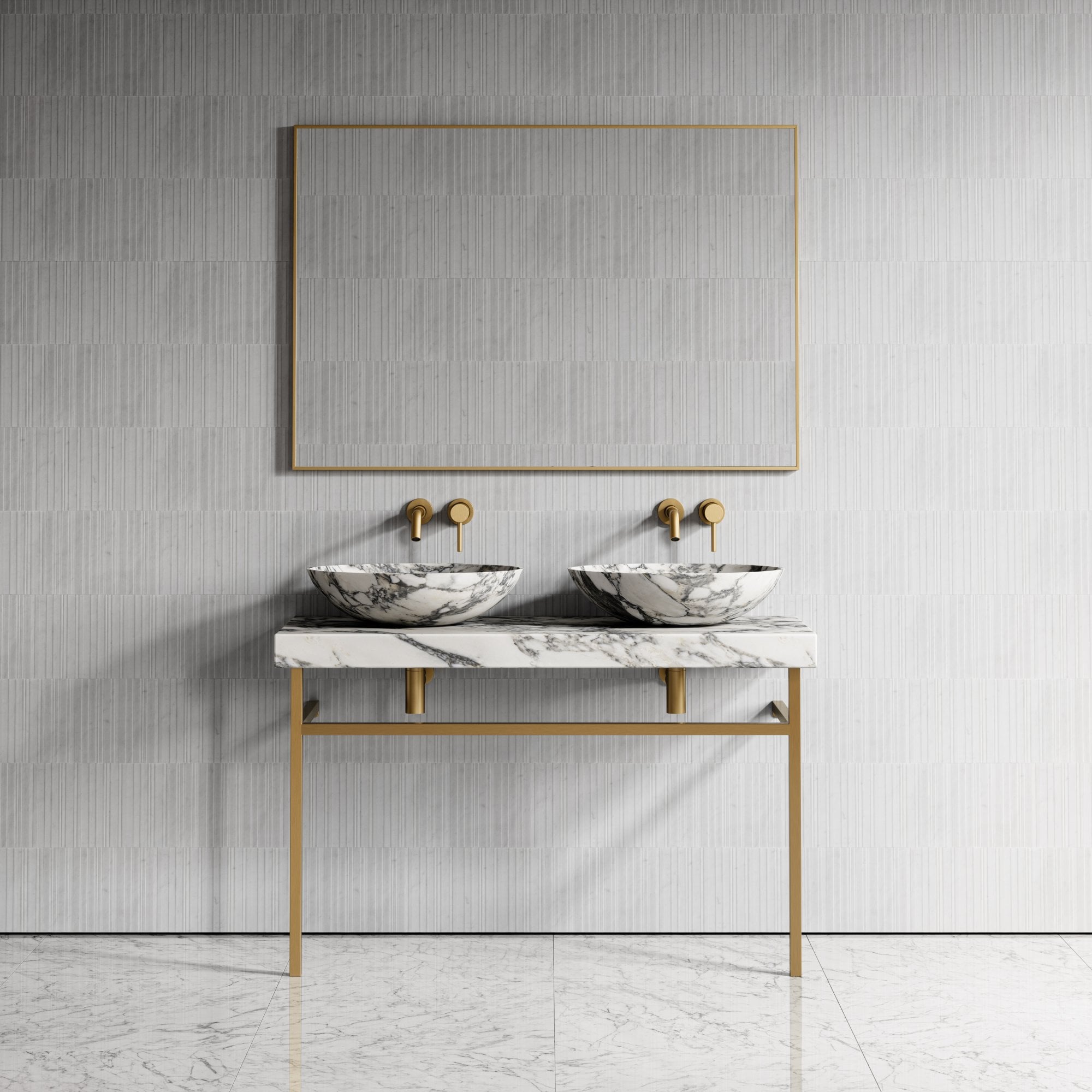 Lomazzo Gold Countertop Vanity Unit Arabescato Marble 1200 mm LUSSO