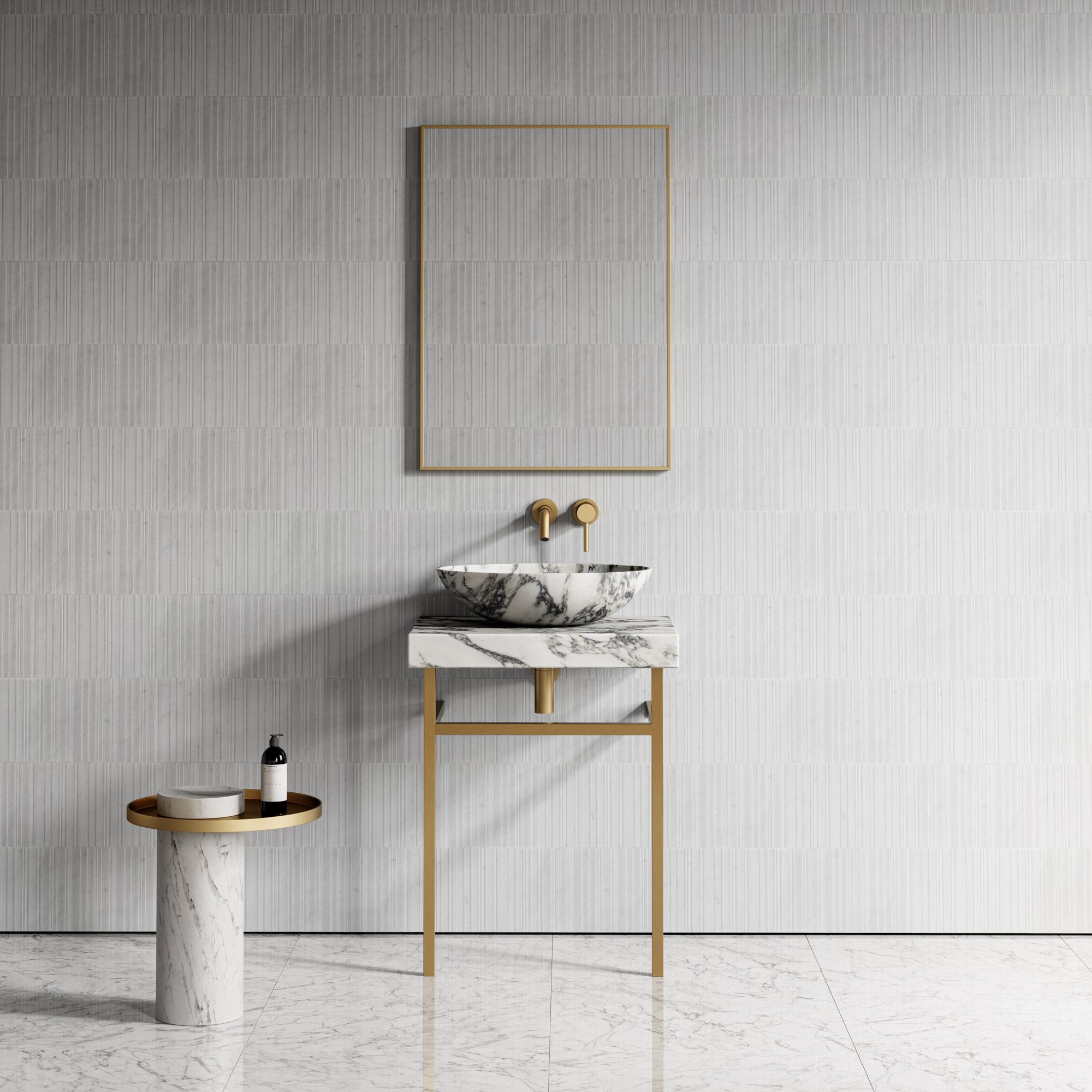 Lomazzo Gold Countertop Vanity Unit Arabescato Marble 600 mm LUSSO