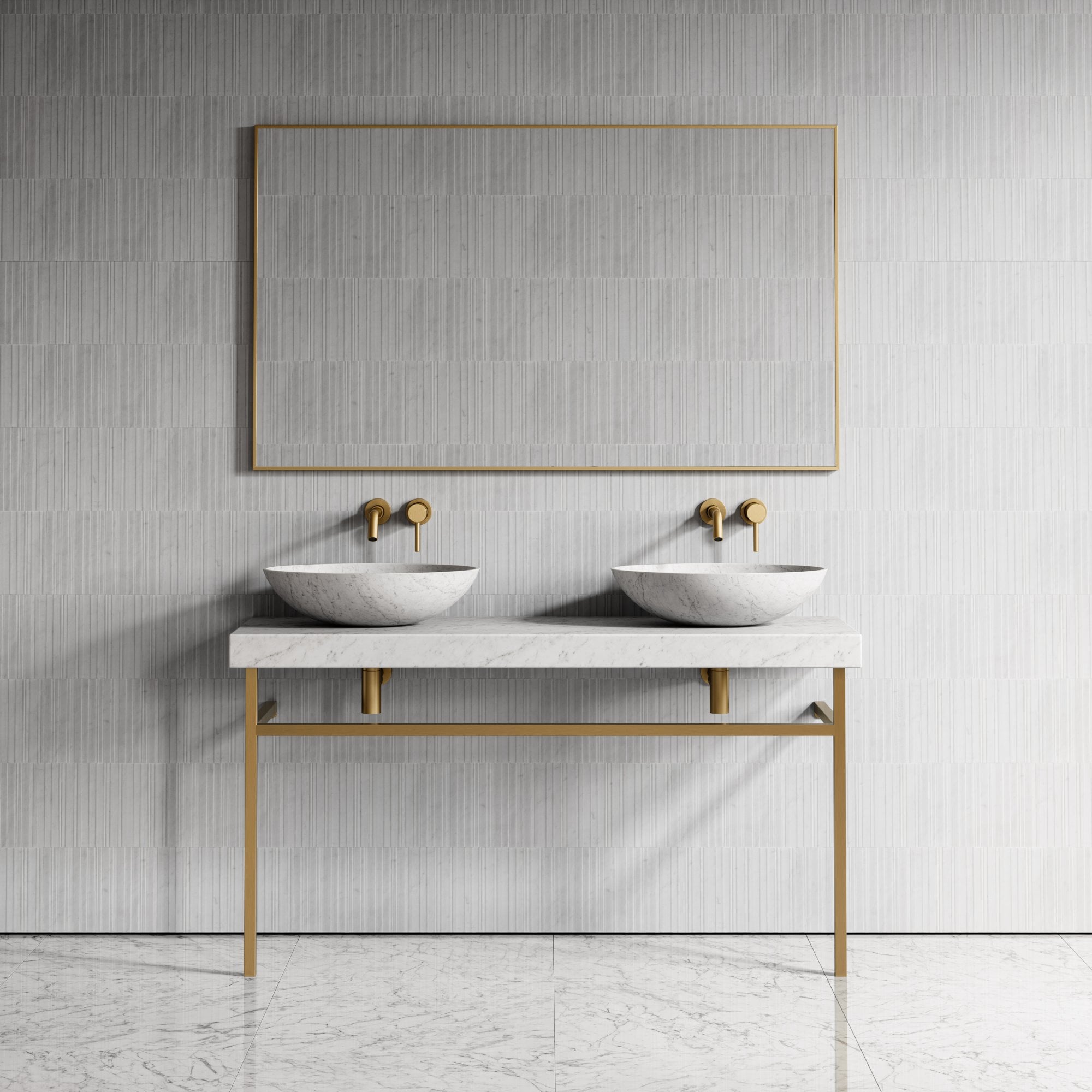Lomazzo Gold Countertop Vanity Unit Carrara Marble 1400 mm LUSSO