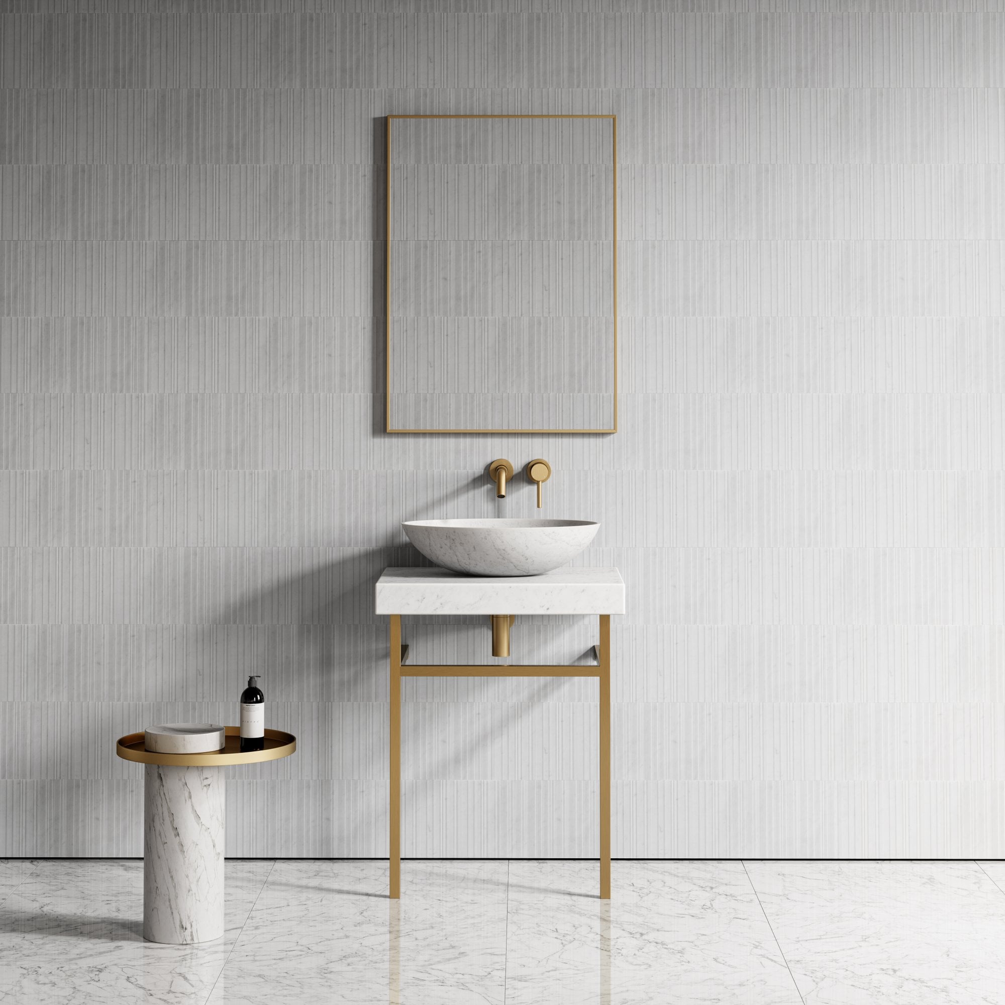 Lomazzo Gold Countertop Vanity Unit Carrara Marble 600 mm LUSSO