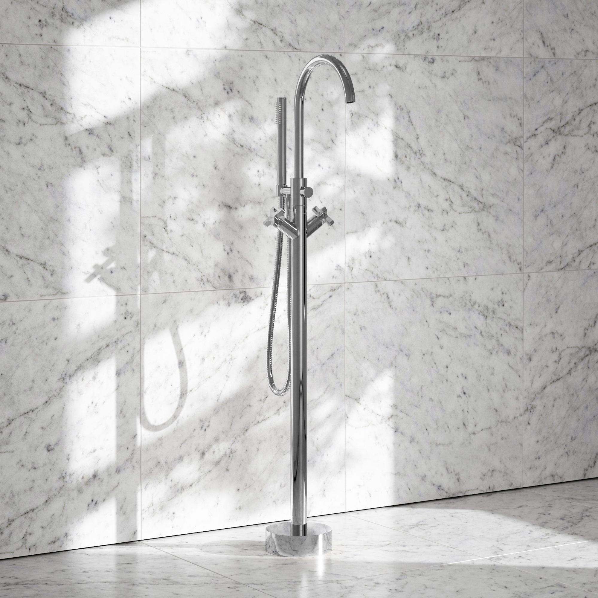 Regal Chrome Crosshead Floor Standing Bath Shower Tap LUSSO