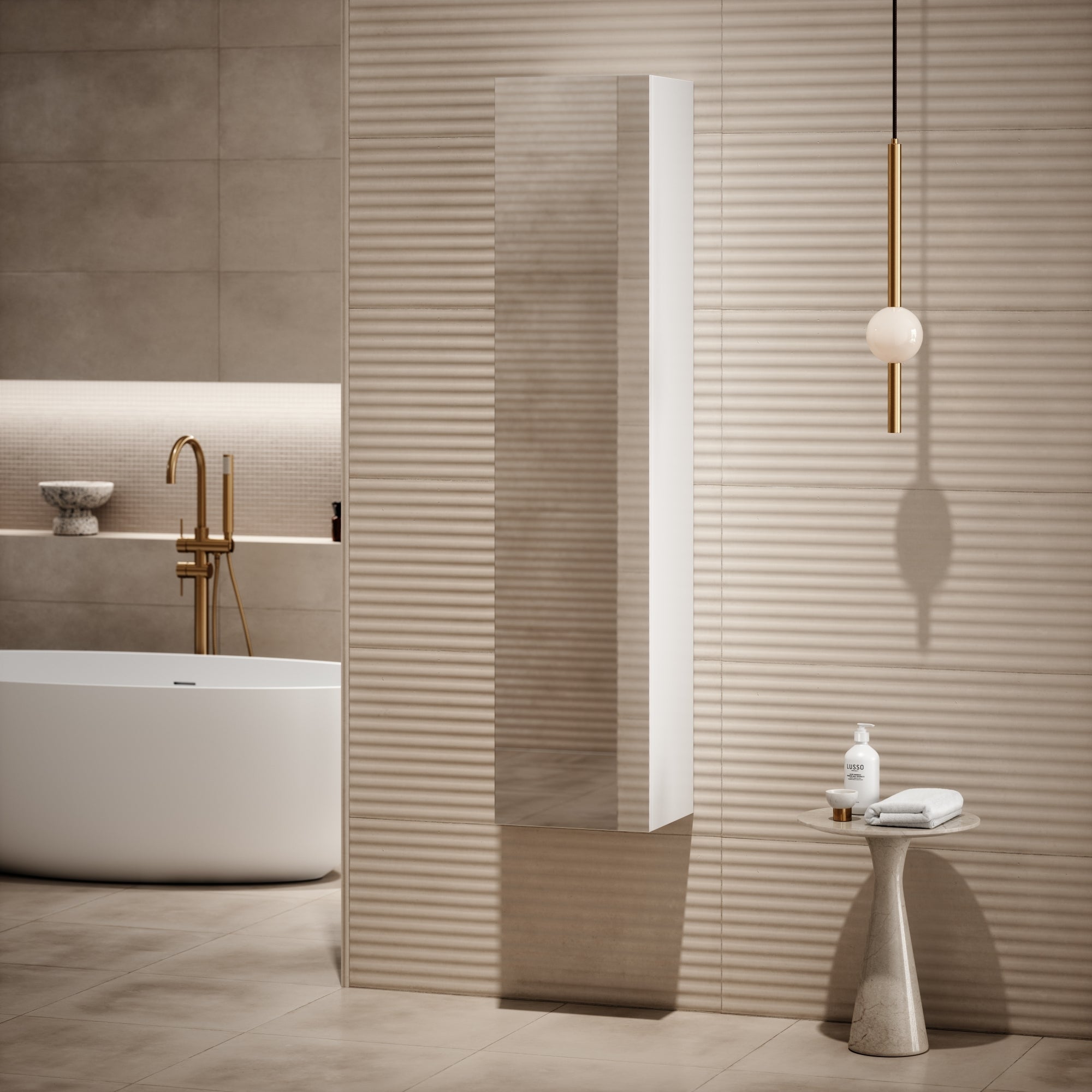 Sense Bathroom Storage Cabinet with Mirror Matte White - LUSSO