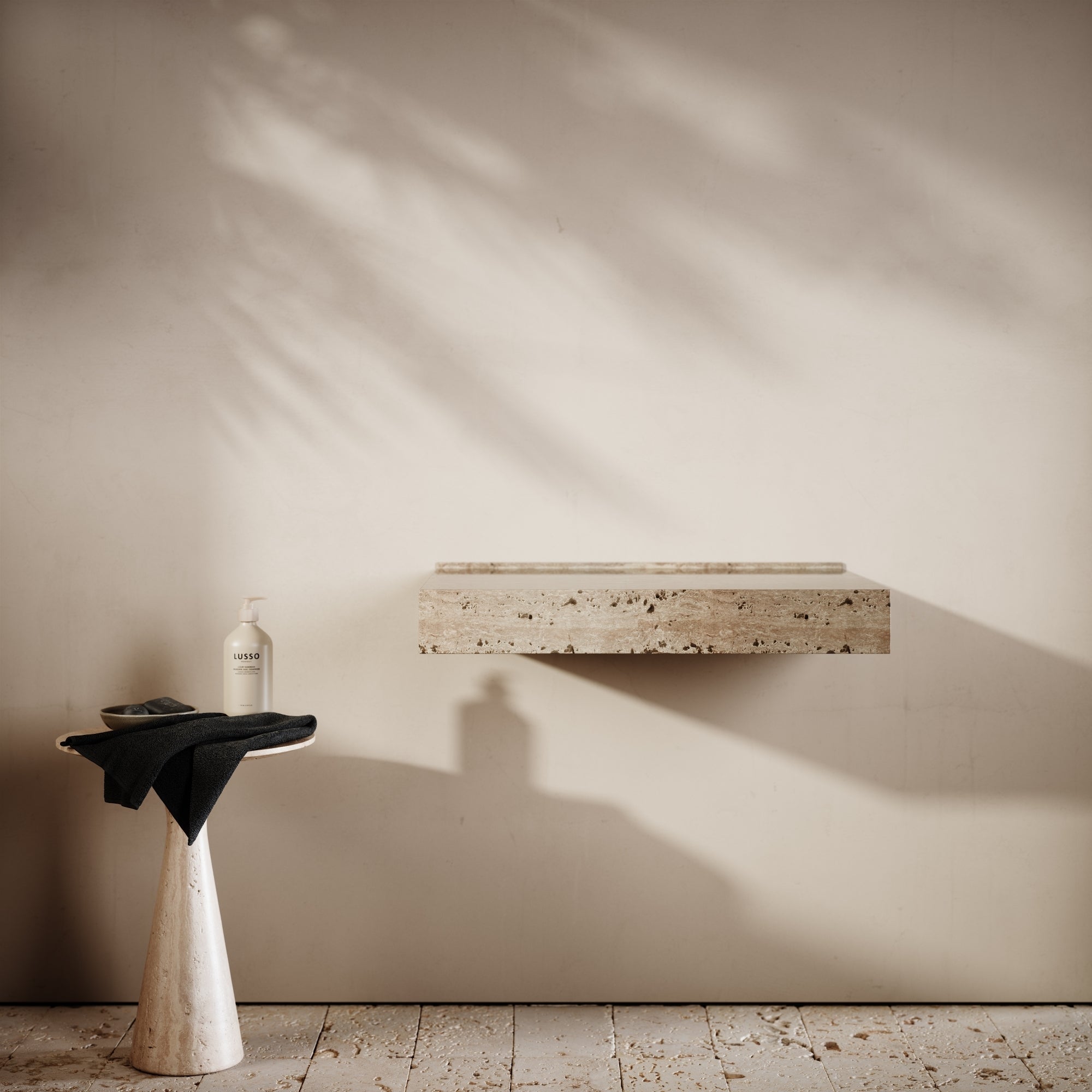 Travertine Countertop Basin Shelf 660 mm