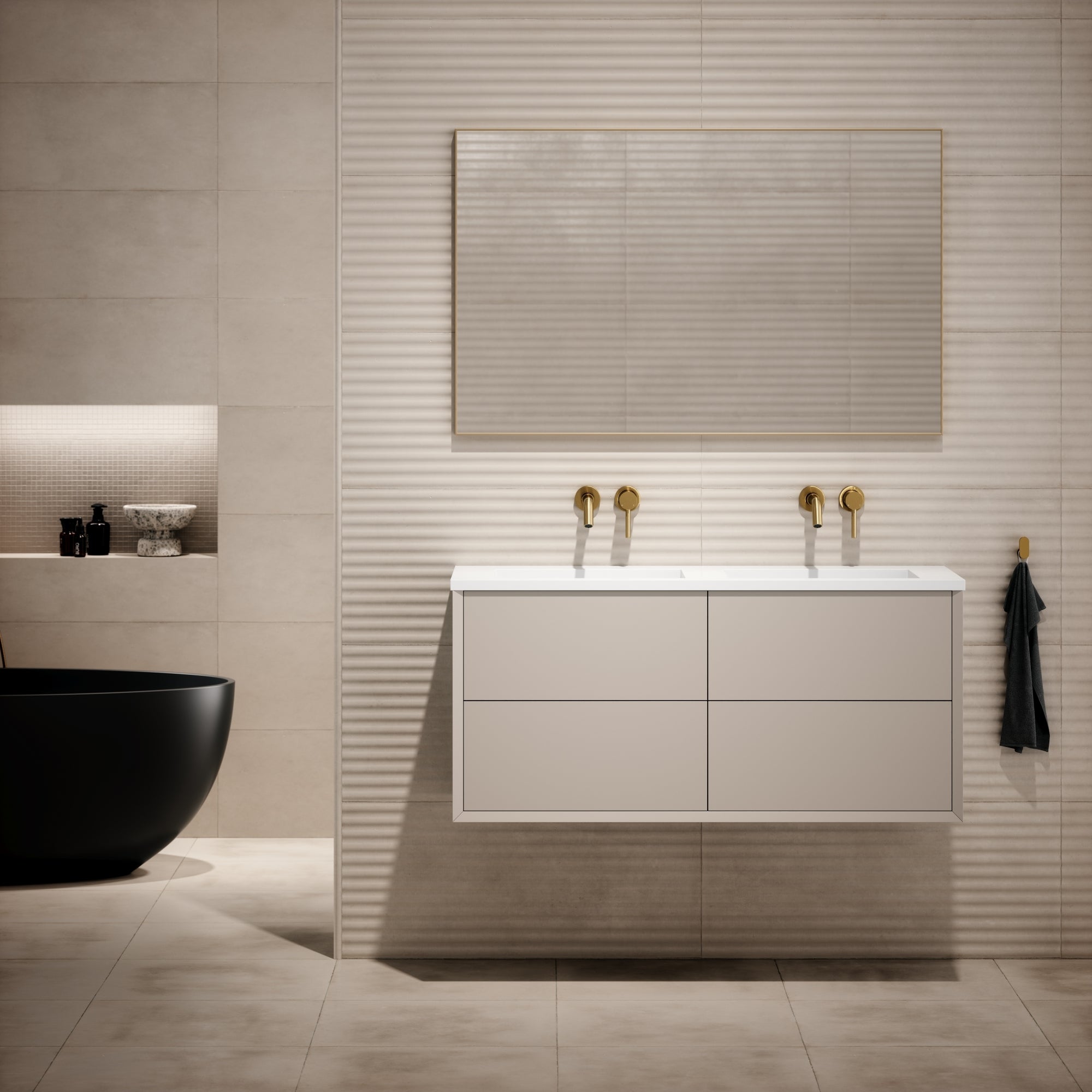 Volini Double Bathroom Vanity Unit Matte Stone 1200mm LUSSO